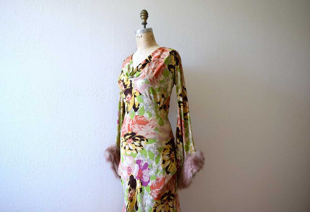 1930s silk gown . vintage 30s floral print dress - image 3