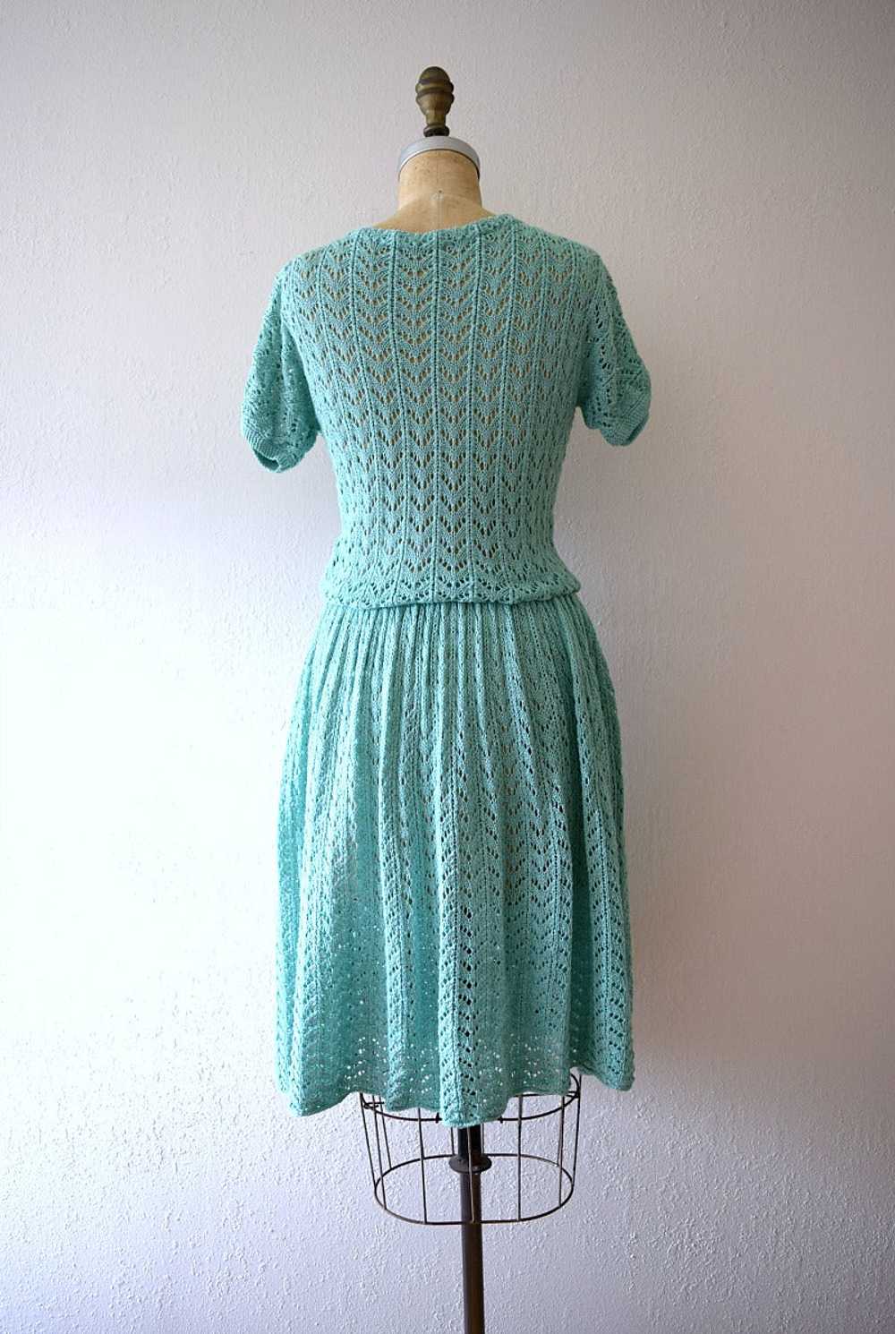 1950s knit dress . vintage green knit dress - image 3