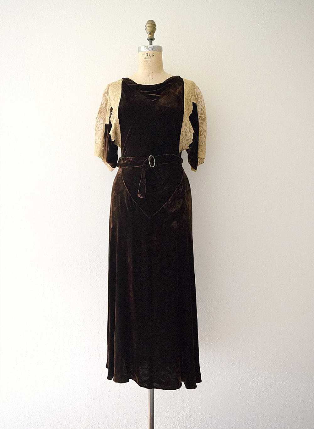 RESERVED . 1930s velvet gown . vintage 30s bias c… - image 2