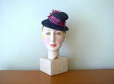 1930s 1940s tilt hat . vintage 30s 40s hat - image 1
