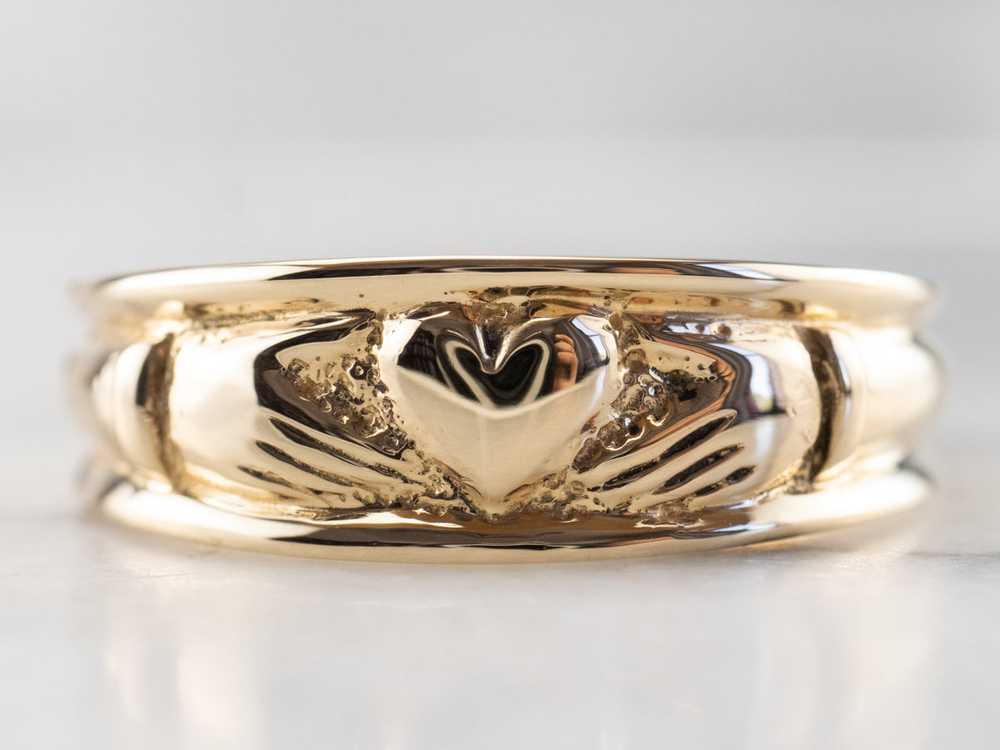 14K Gold Claddagh Band Ring - image 2