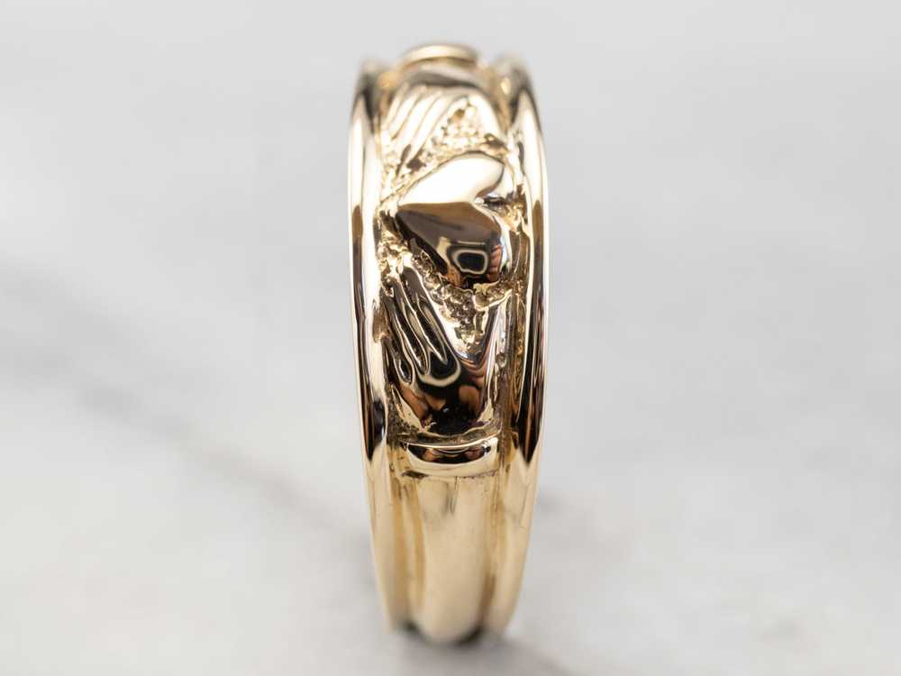 14K Gold Claddagh Band Ring - image 3
