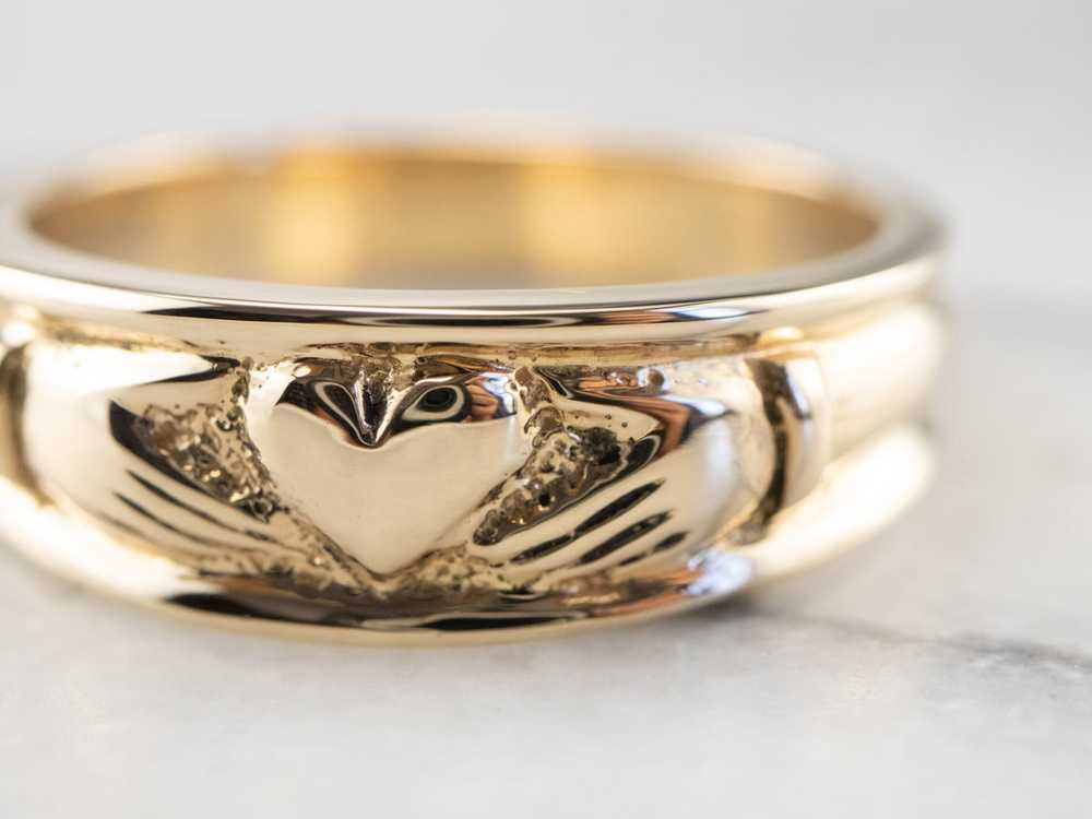 14K Gold Claddagh Band Ring - image 5