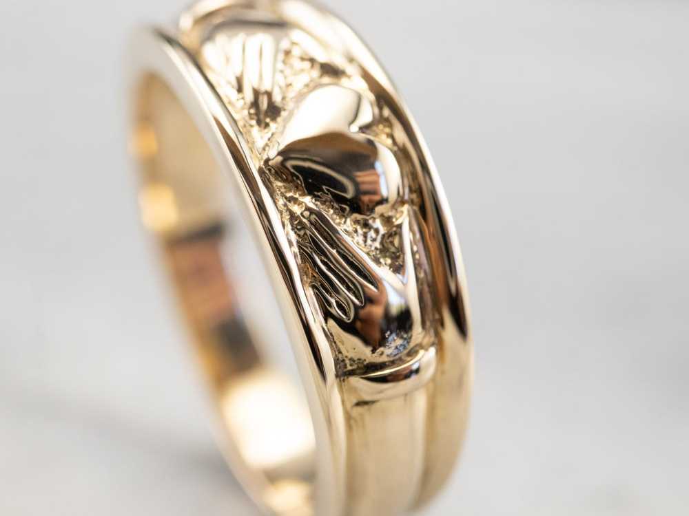14K Gold Claddagh Band Ring - image 6