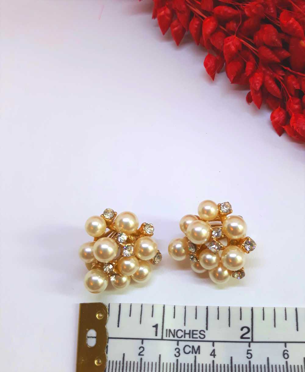 Dazzling White and Rhinestone Cluster Earrings - … - image 3