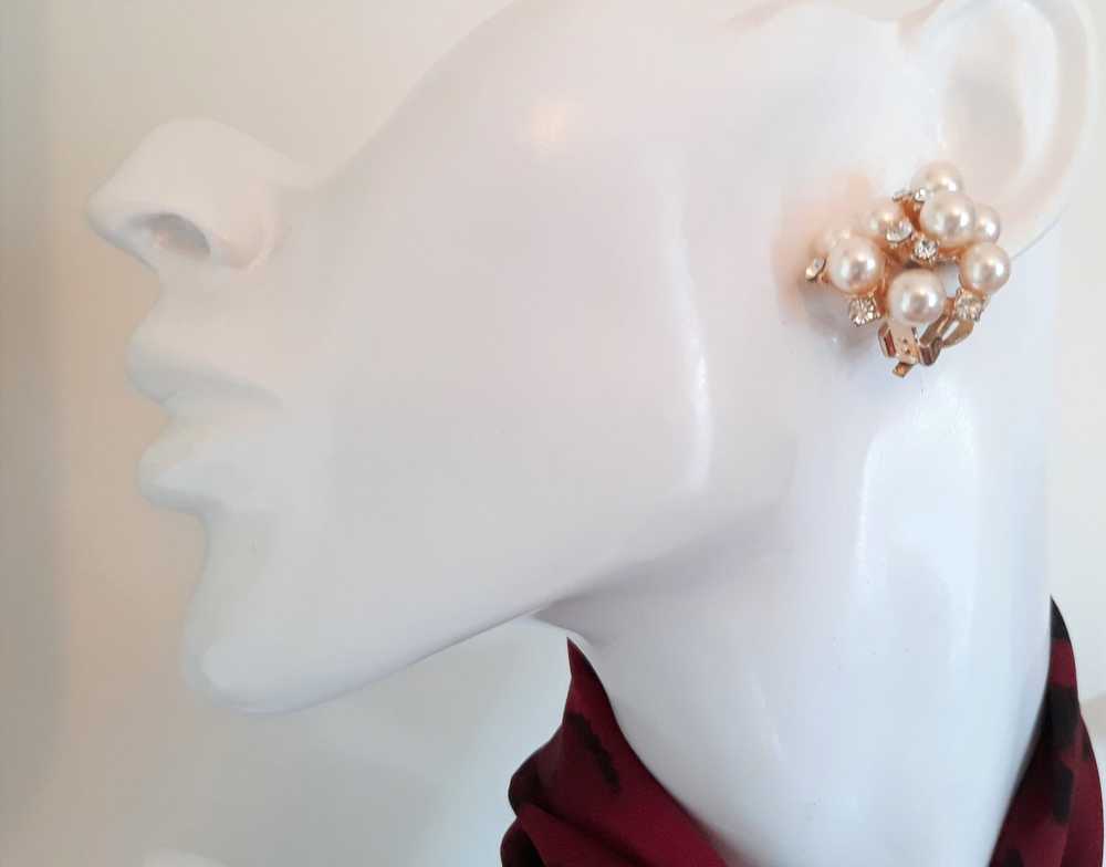 Dazzling White and Rhinestone Cluster Earrings - … - image 5
