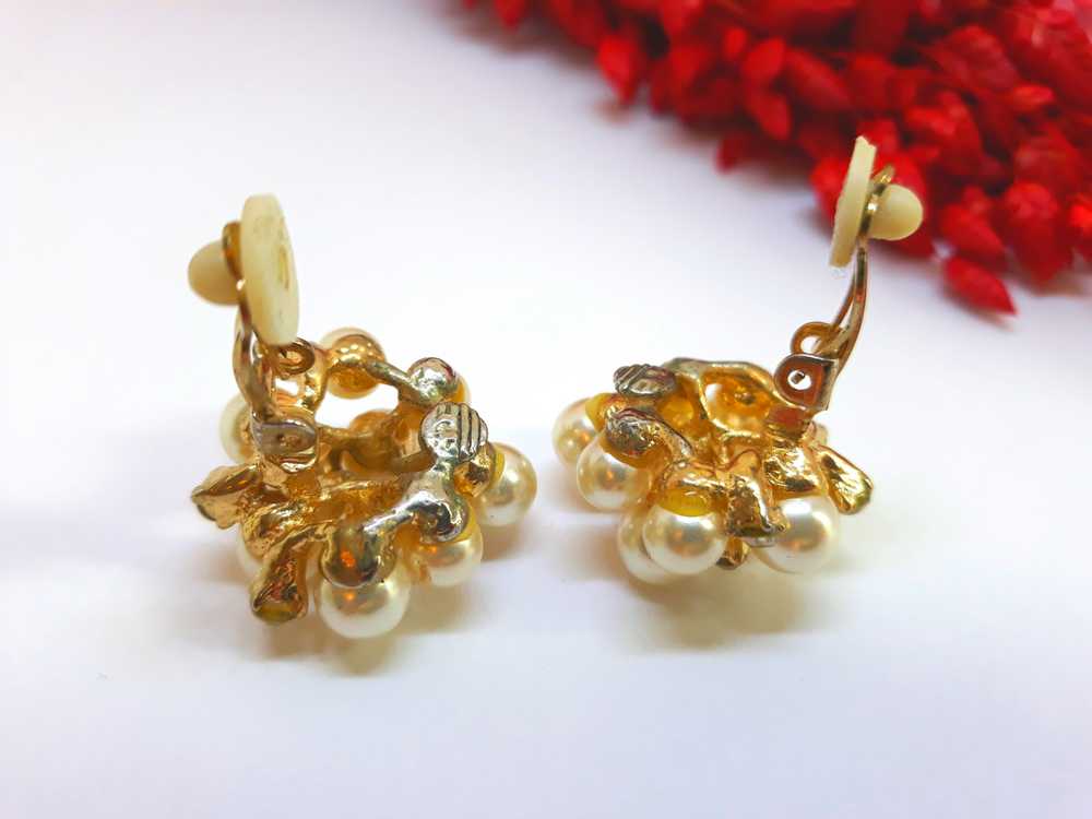 Dazzling White and Rhinestone Cluster Earrings - … - image 7