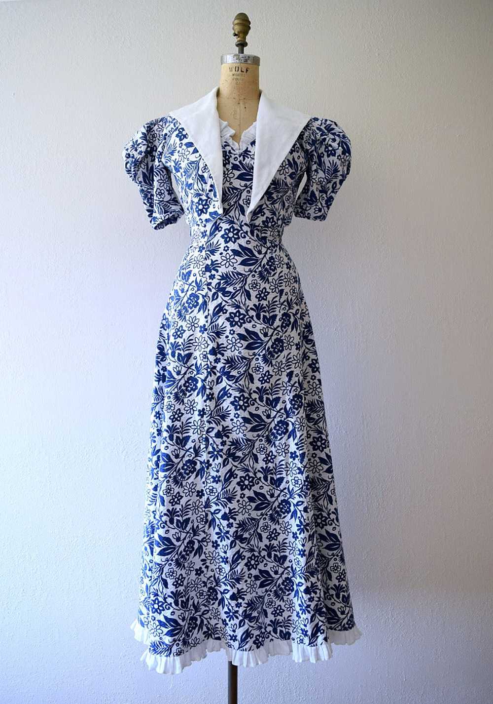1930s cotton gown and bolero . vintage 30s dress - image 2