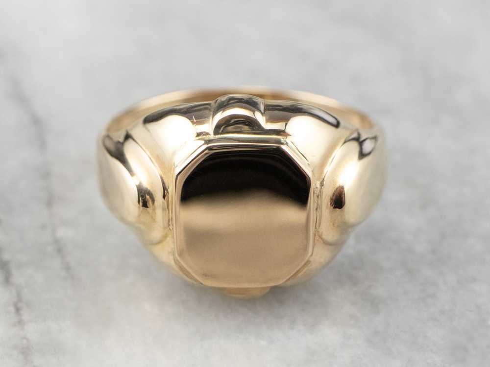 10K Gold Domed Signet Ring - image 3