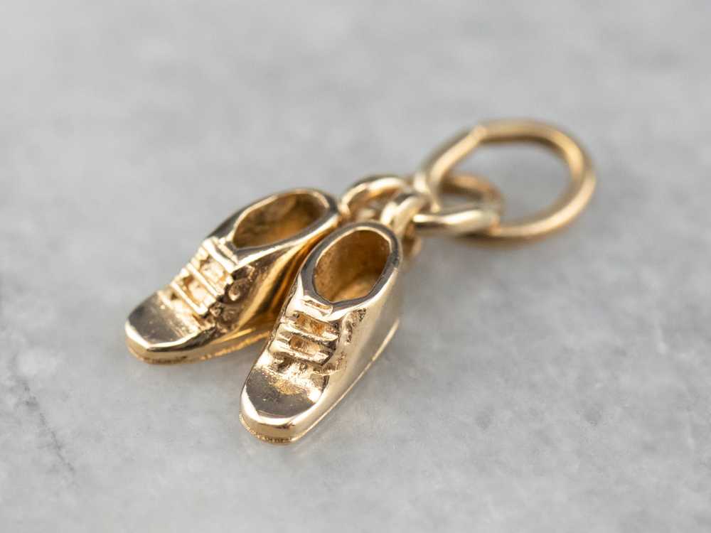 Vintage Gold Baby Shoes Charm - image 1