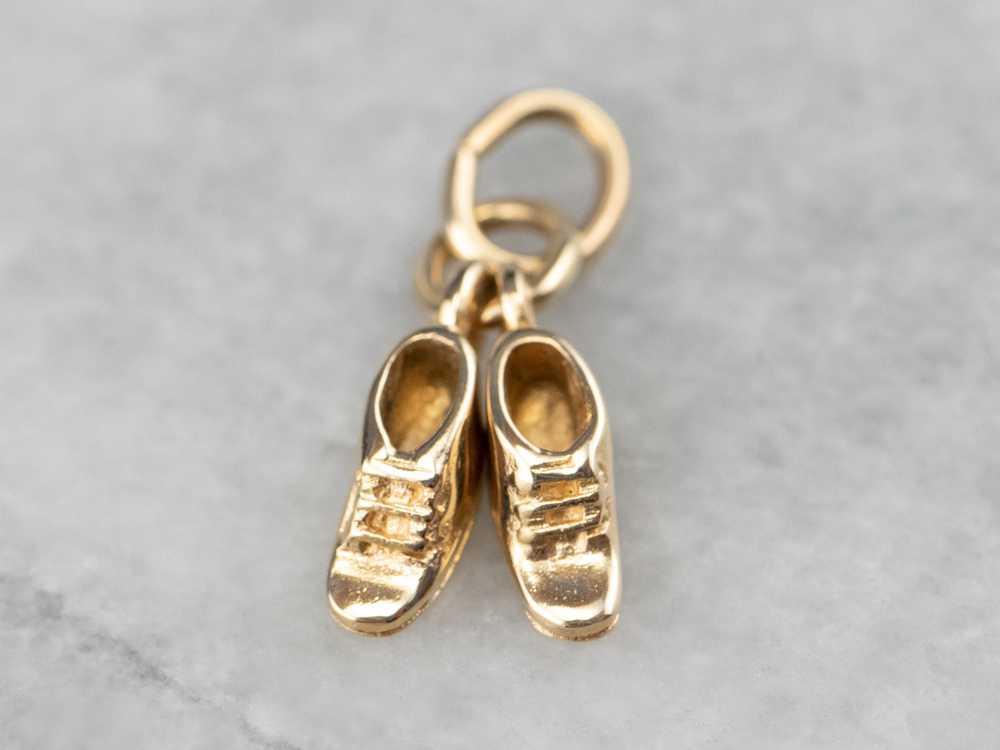 Vintage Gold Baby Shoes Charm - image 2