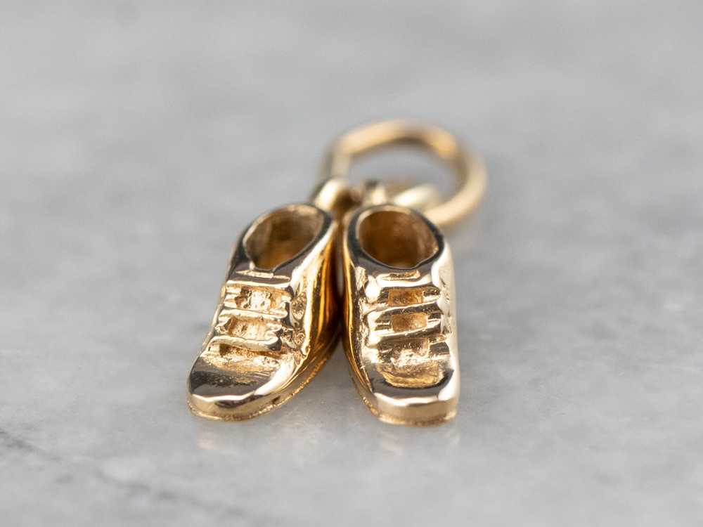 Vintage Gold Baby Shoes Charm - image 3