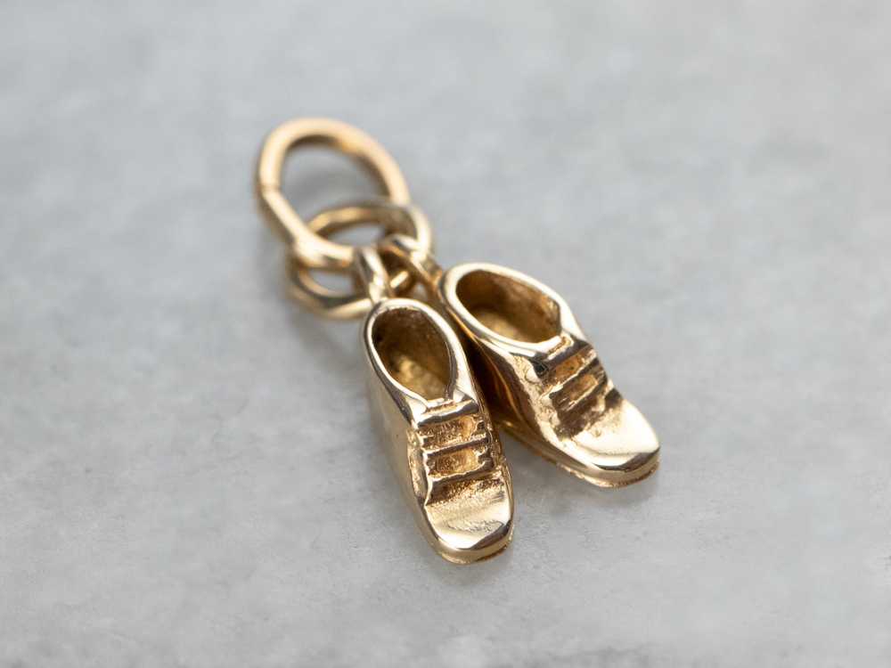 Vintage Gold Baby Shoes Charm - image 4