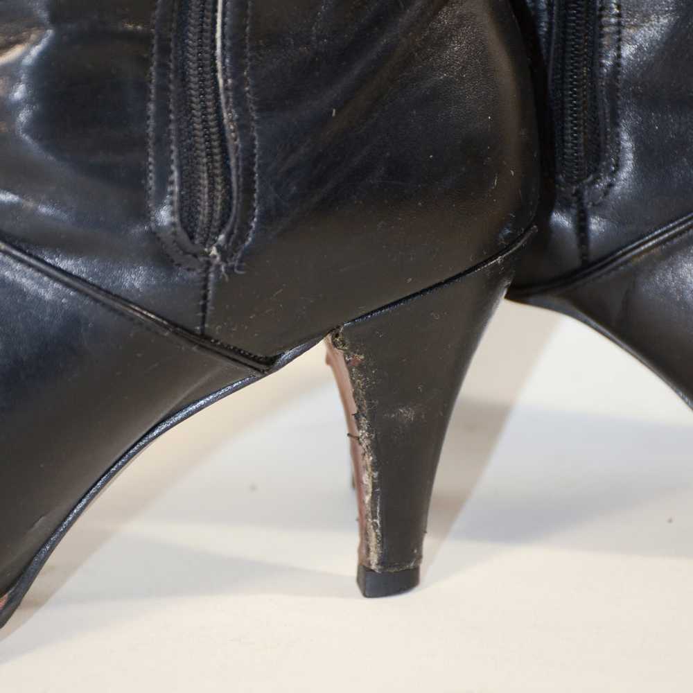 70s Black Leather Boots, Tall High Heel Boot Cobb… - image 8