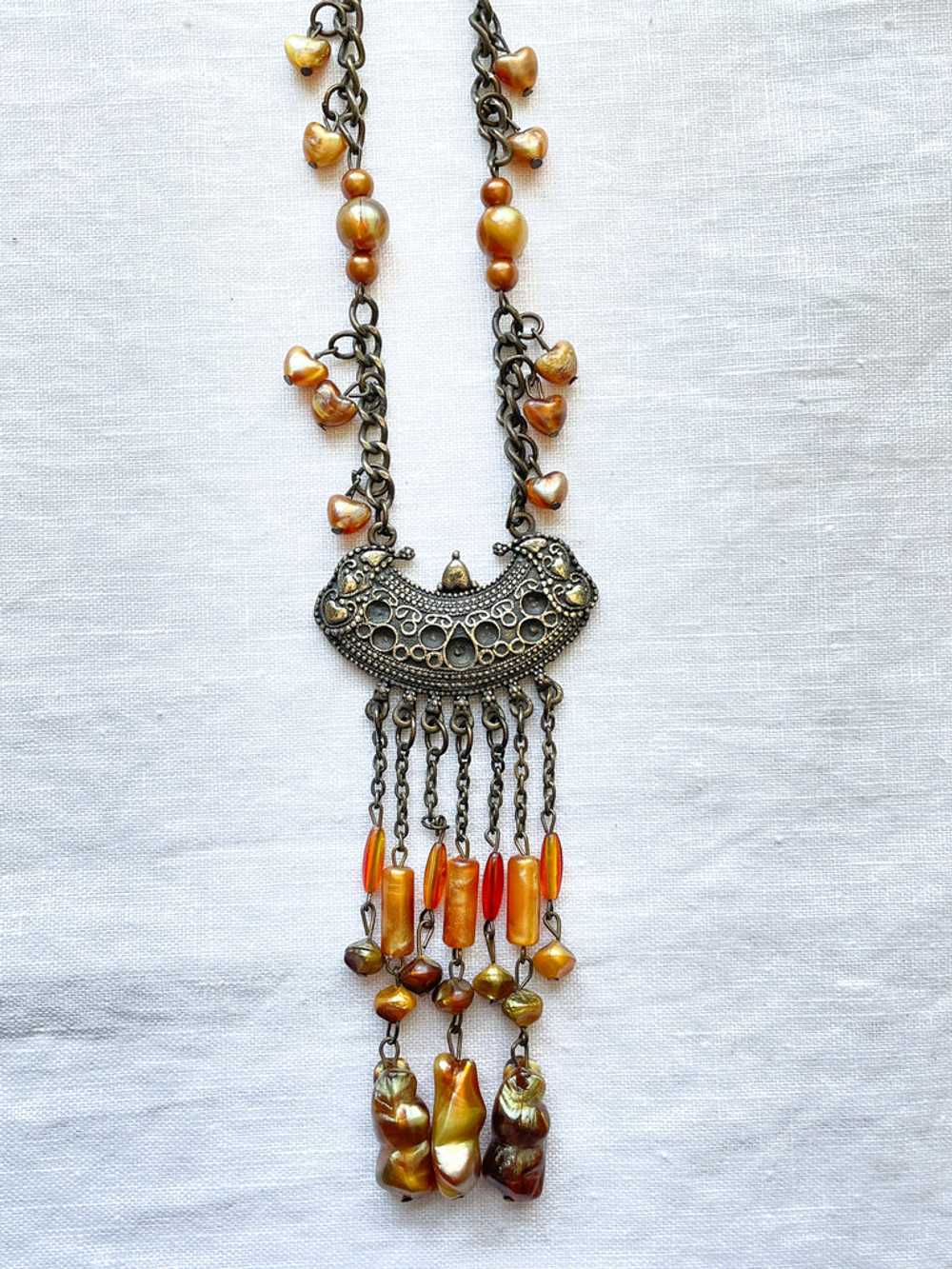 Vintage Boho Gypsy Pendant Necklace, Costume Jewe… - image 10