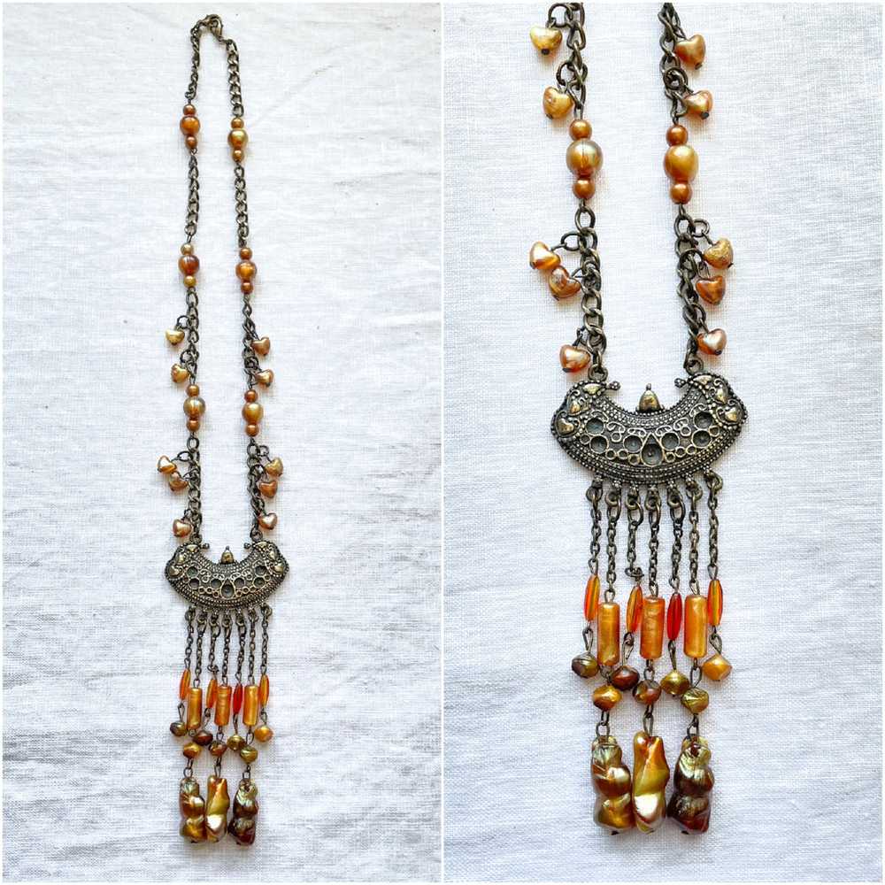 Vintage Boho Gypsy Pendant Necklace, Costume Jewe… - image 11