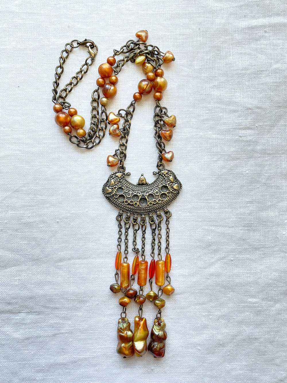Vintage Boho Gypsy Pendant Necklace, Costume Jewe… - image 12