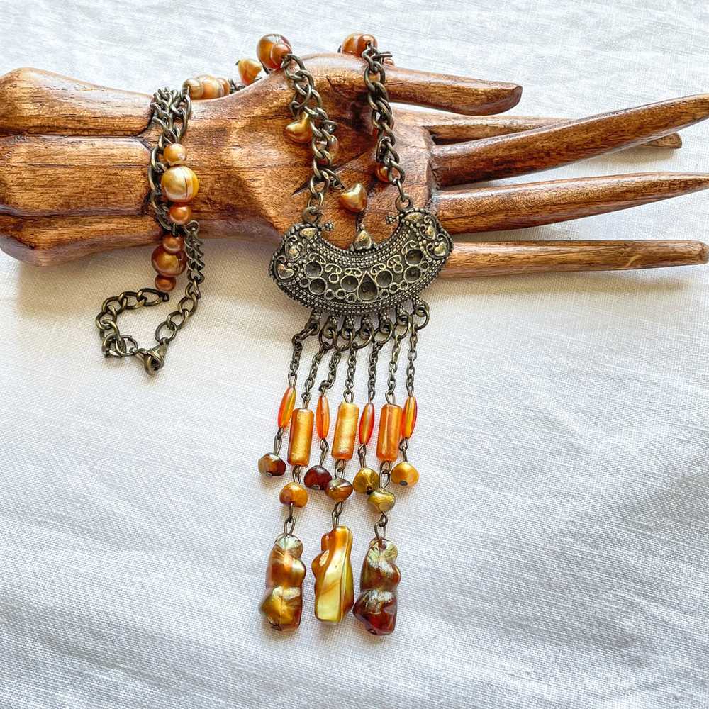 Vintage Boho Gypsy Pendant Necklace, Costume Jewe… - image 4