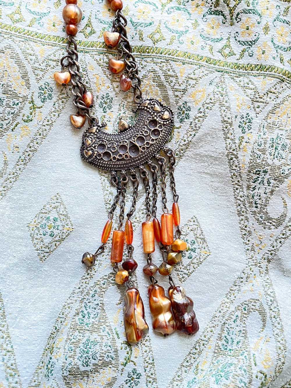 Vintage Boho Gypsy Pendant Necklace, Costume Jewe… - image 5