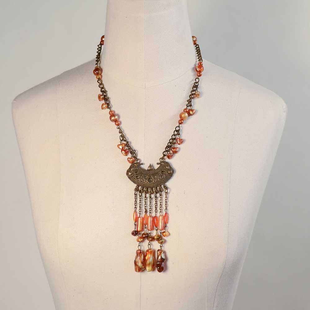 Vintage Boho Gypsy Pendant Necklace, Costume Jewe… - image 9