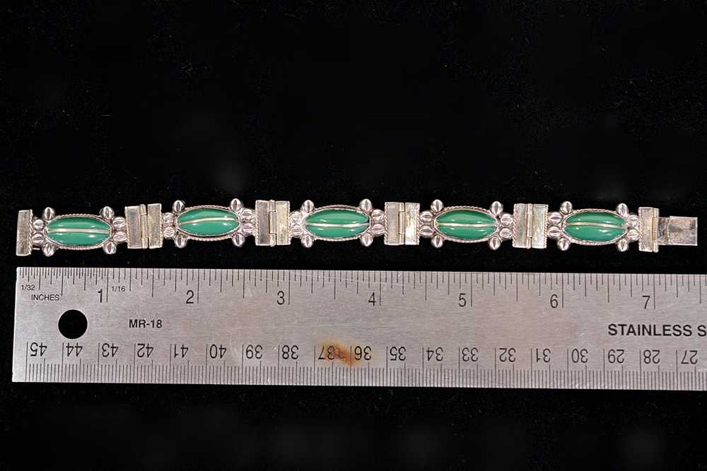 Vintage Mexican Sterling Silver Green Onyx Delica… - image 5