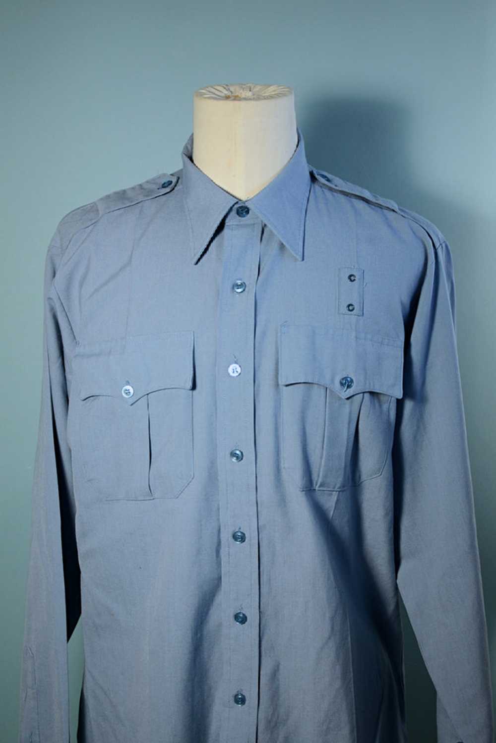 Vintage Blue Uniform Military Police Safari Style… - image 2