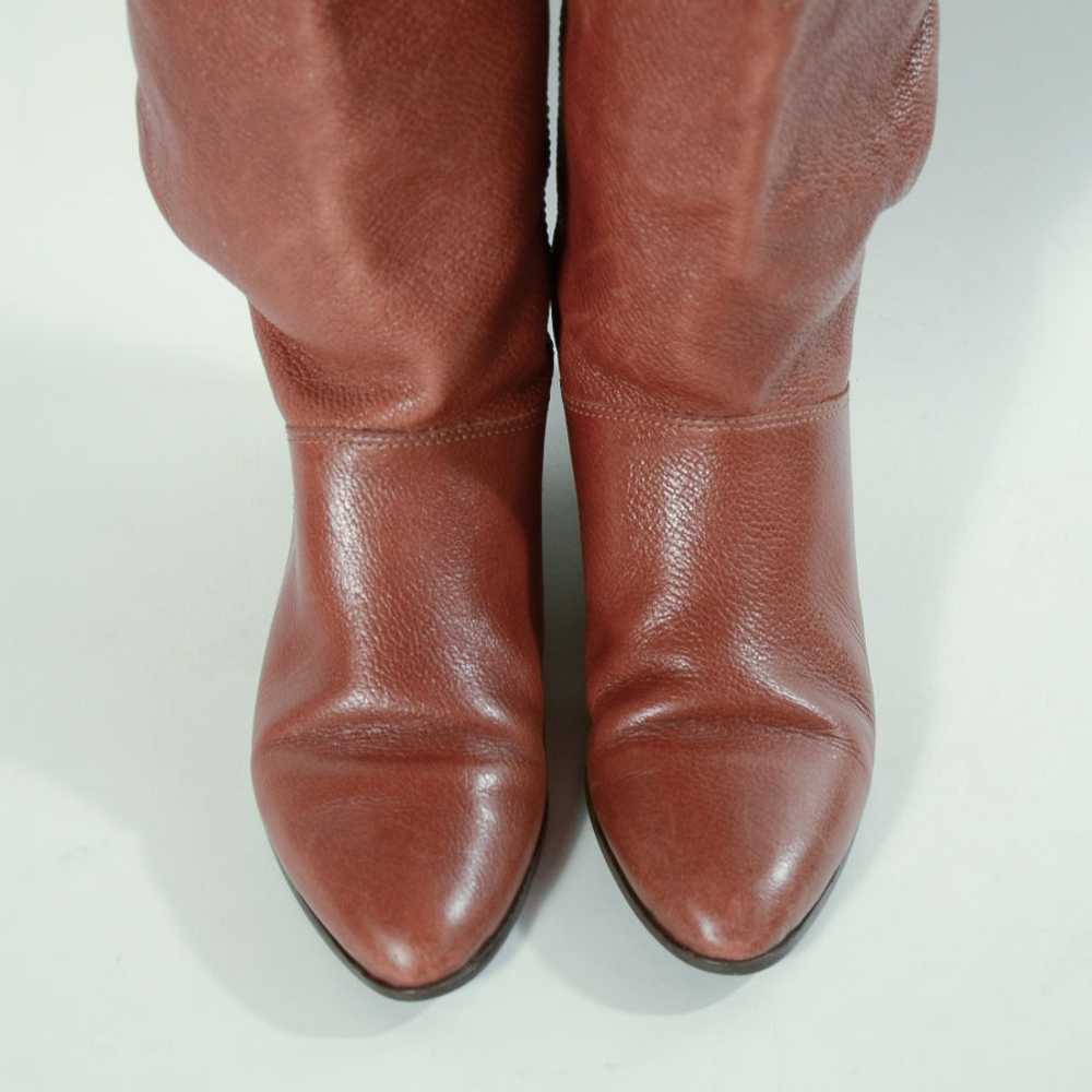 Vintage 80s Caramel Leather Lace Up Pull on Boots… - image 3