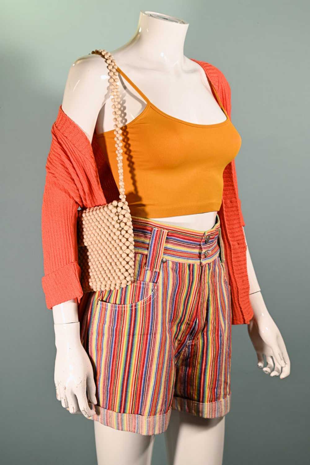 Vintage 60s Mod Orange V Neck/Short Sleeve/Long T… - image 6
