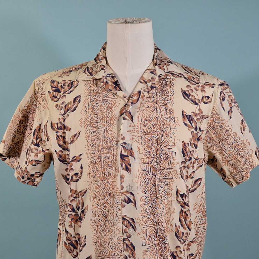 Vintage 60s Hawaiian Camp Shirt Polynesian Floral… - image 5