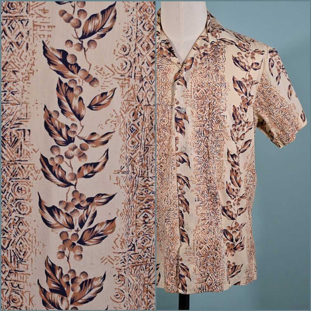 Vintage 60s Hawaiian Camp Shirt Polynesian Floral… - image 7