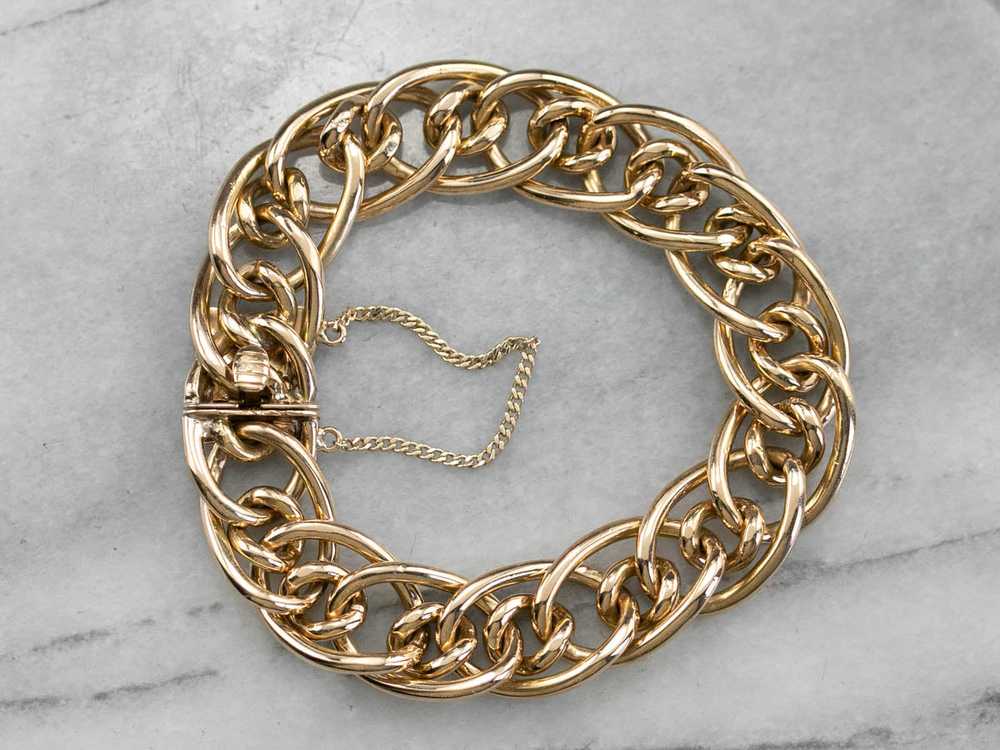 18K Gold Heavy Chain Bracelet - image 2