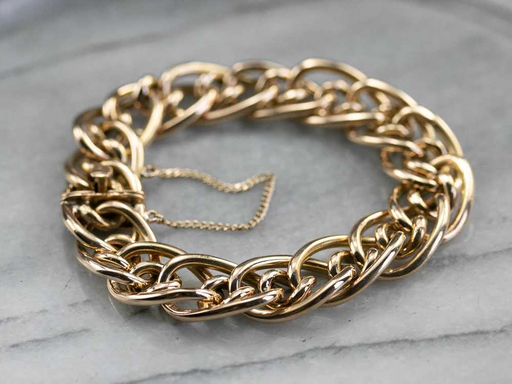 18K Gold Heavy Chain Bracelet - image 4