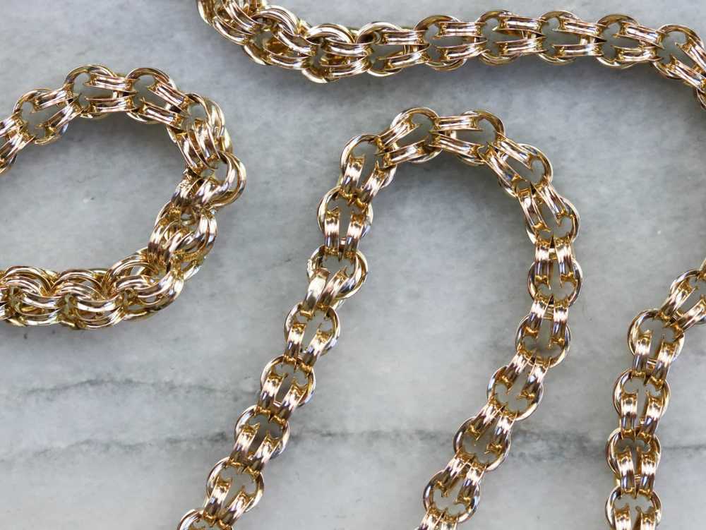 Double Link Gold Chain Necklace - image 1