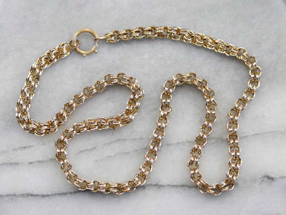 Double Link Gold Chain Necklace - image 2