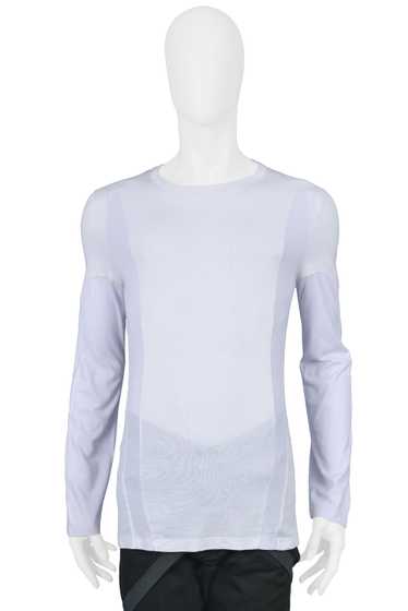 HELMUT LANG WHITE & BLUE INSET LONG SLEEVE T SHIRT