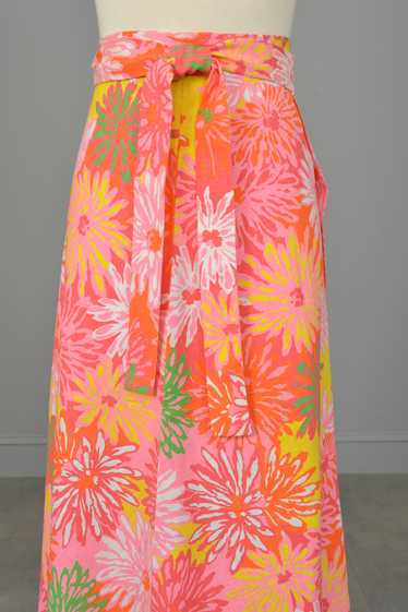 Flower Power 1970s Floral Print Wrap Maxi Skirt