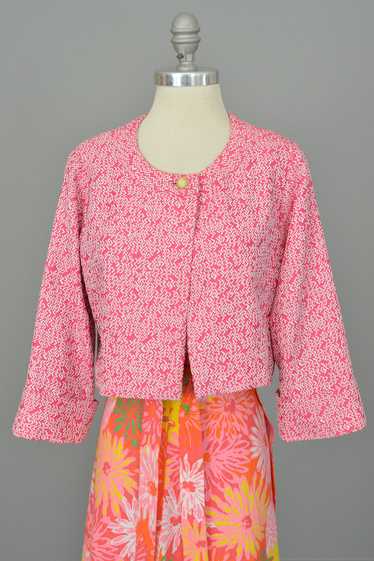 1960s 70s Adele Simpson Pink White Retro Cropped B