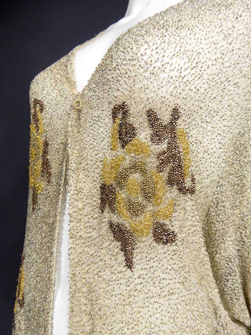 Couture micro beaded coat "Sablé de perles" in th… - image 8