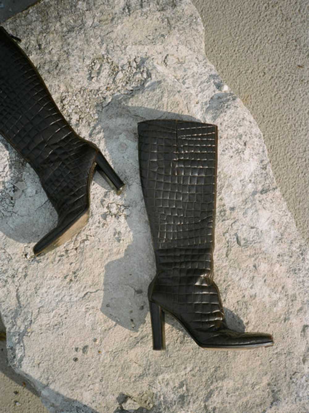 Croc Embossed Leather Boots (7) - image 1