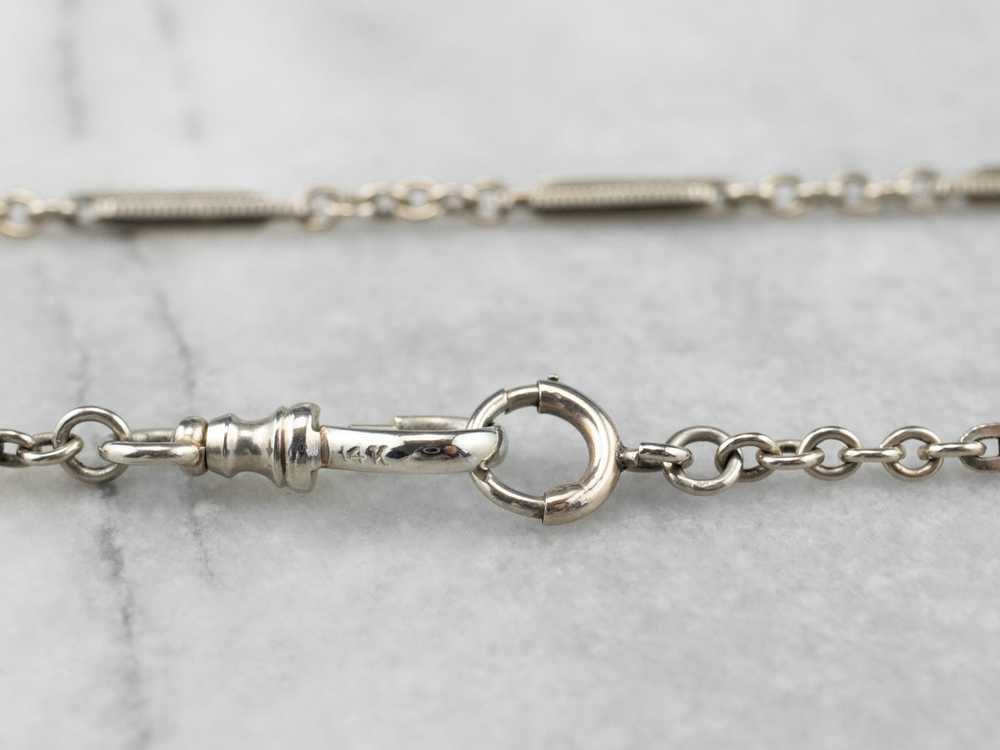Art Deco Bar Link White Gold Watch Chain - image 3