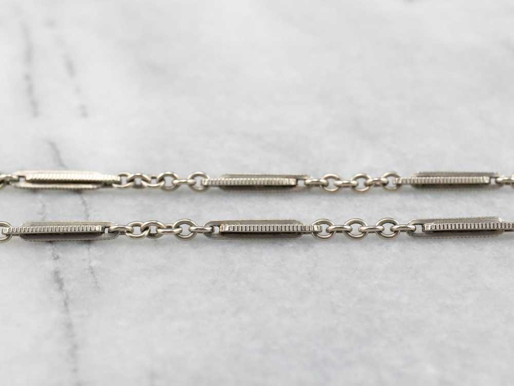 Art Deco Bar Link White Gold Watch Chain - image 4
