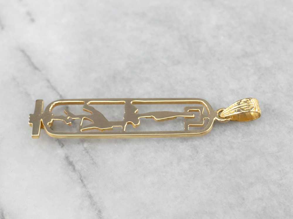Egyptian Hieroglyphics 18K Gold Pendant - image 5