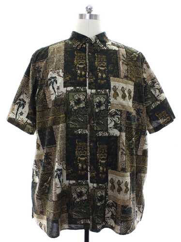 1990's Harbor Bay Mens Tapa Print Hawaiian Shirt