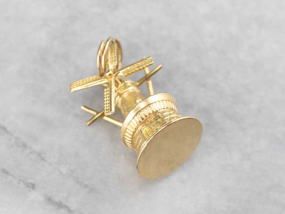 Vintage Moving Lighthouse Windmill Gold Charm - image 2