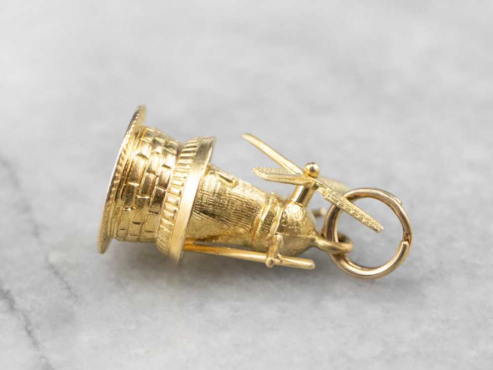 Vintage Moving Lighthouse Windmill Gold Charm - image 4