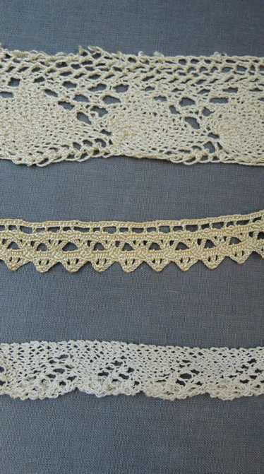 3 pieces of Vintage Crochet Lace Trim, Handmade Ra