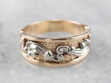 Ornate Two Tone Gold Patterned Band - image 1