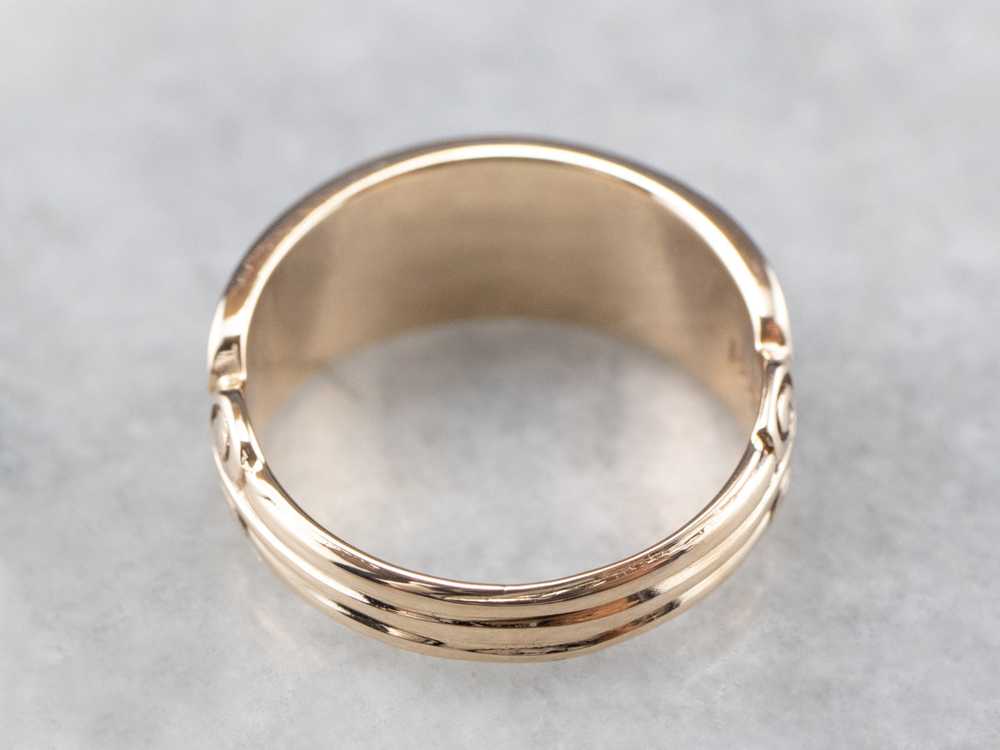 Ornate Two Tone Gold Patterned Band - image 5