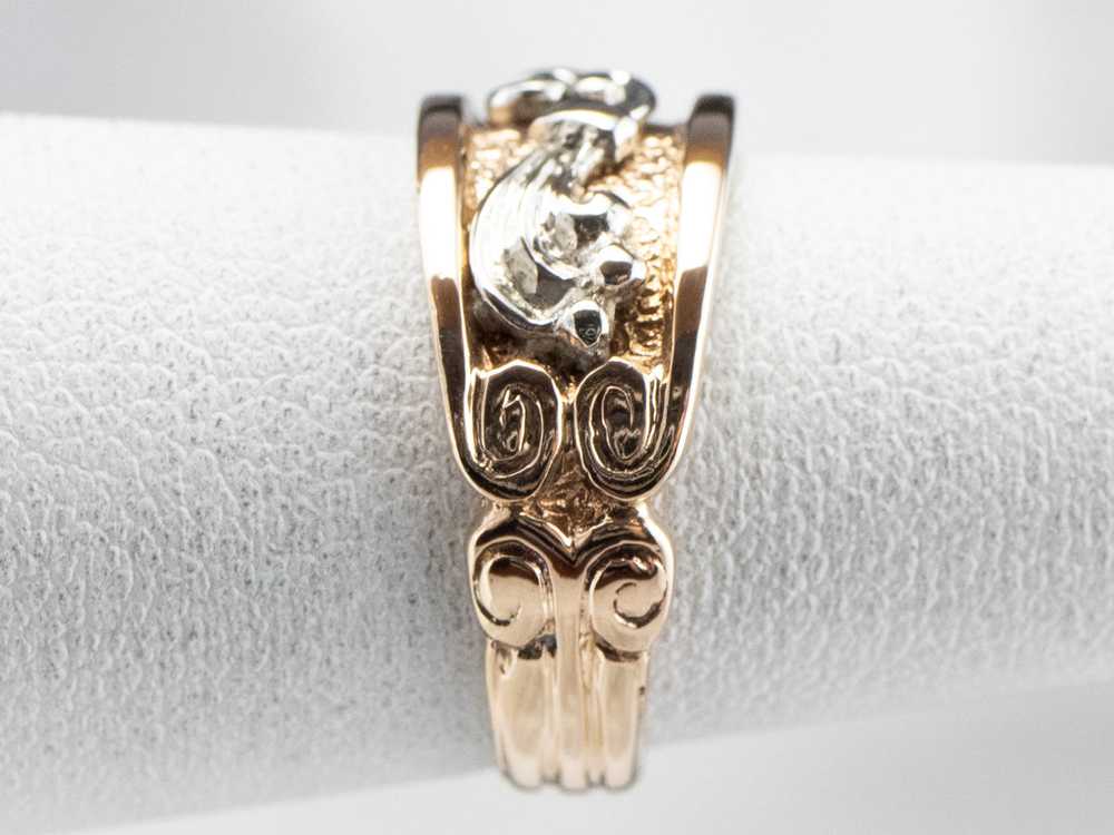 Ornate Two Tone Gold Patterned Band - image 9