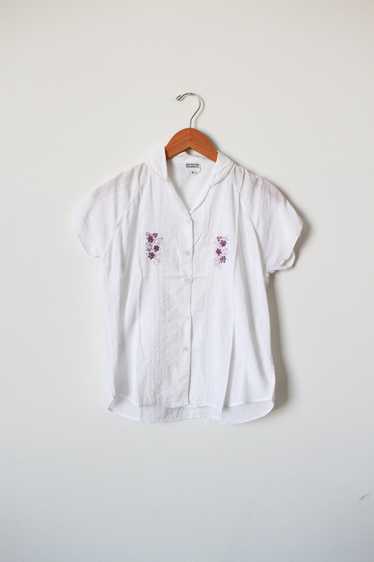 1970s Deadstock Indian Cotton Embroidered Blouse